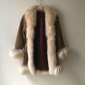 Vintage woman’s small UK made real shearling coat